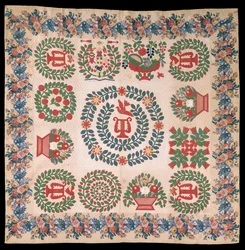 Odd Fellows Applique Album Quilt, um 1850